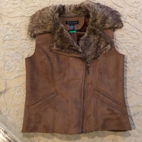 Revue Jackets & Blazers - Revue suede, faux fur trimmed vest